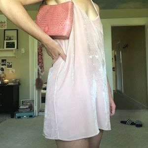 Reformation Baby Pink Velvet Slip Dress